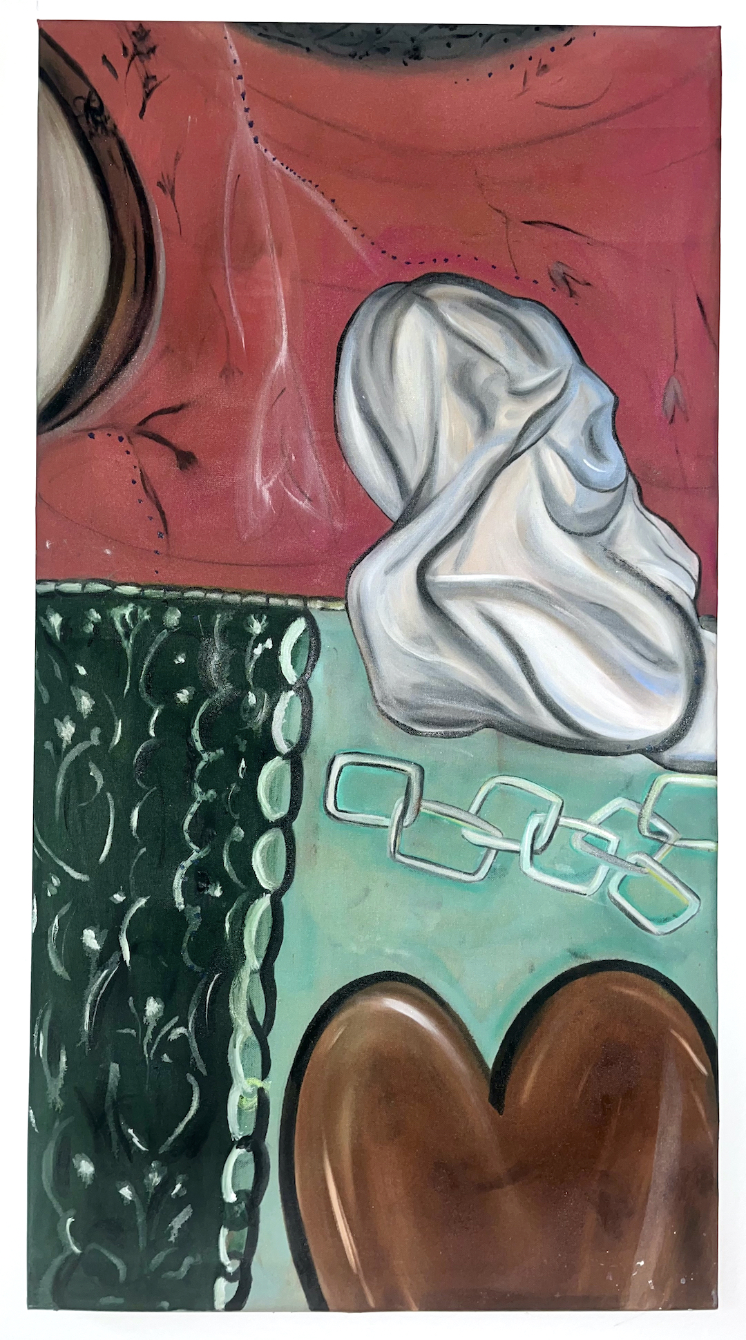 heart, tulips and clothes, 2023 oil on canvas 107x57 cm - Cover image
