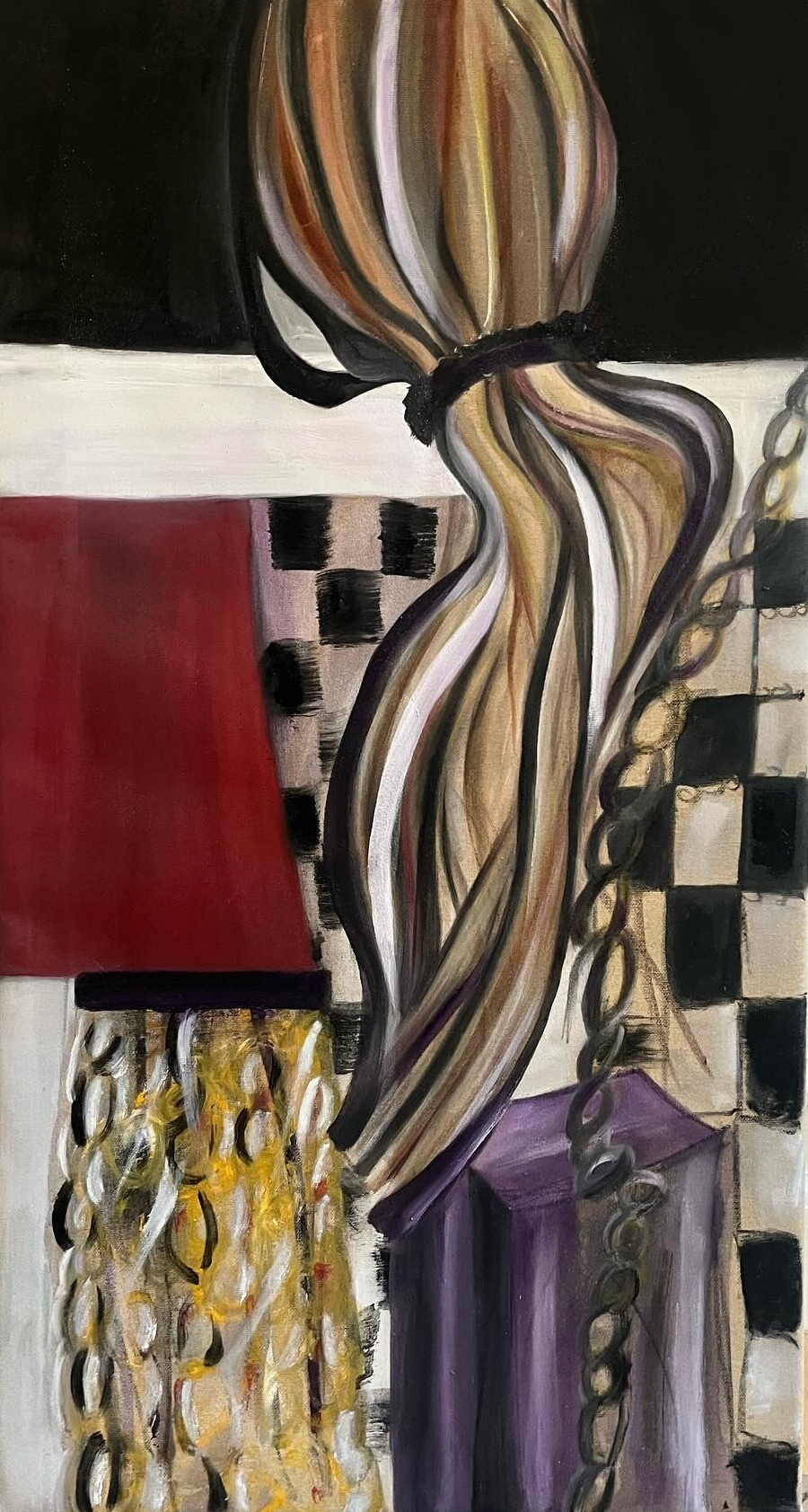 Purple box and gold, 2024 Oil on canvas 107x57 cm - Cover image