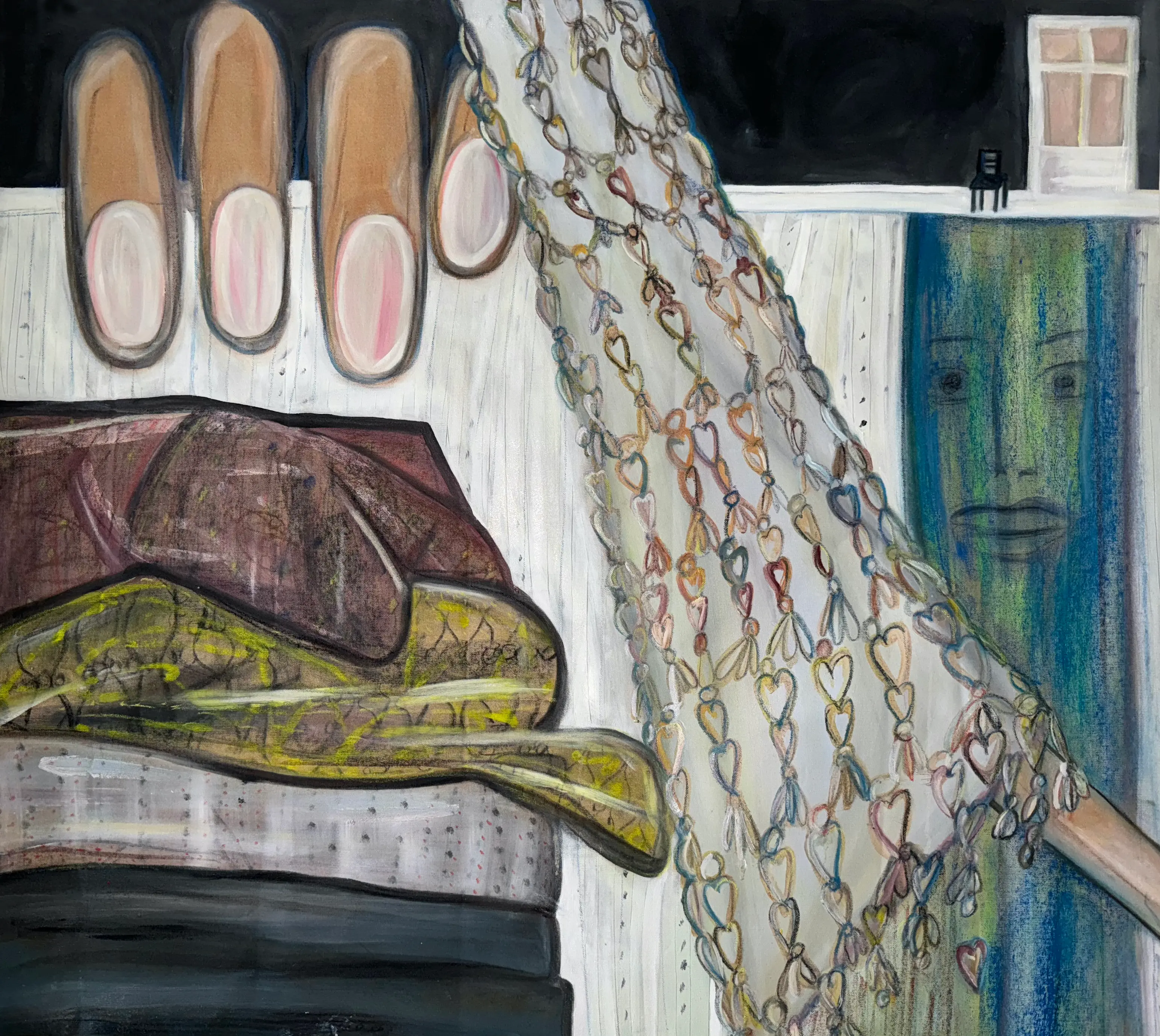 stacks and gemstones, 2024 oil on canvas 102x112 cm - Cover image